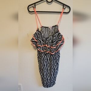 BONGO Black and White Mini Dress with Pink Accents